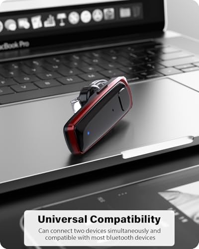 Bluetooth Headset,V5.3 Bluetooth Earpiece Wireless Handsfree Driving Headsets with Noise Canceling Mic,16Hrs Play Time Business Eabuds for iPhone Samsung Android Cell Phone Tablets Office(Red) - Image 5