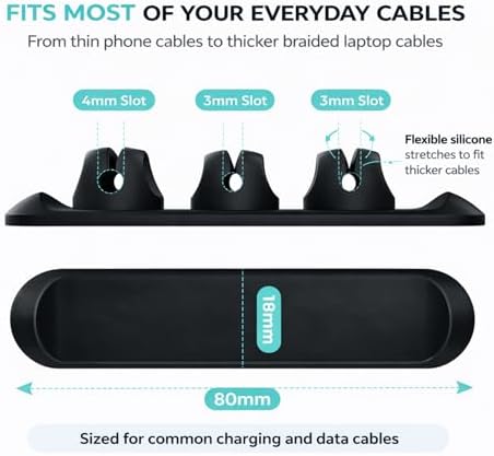 Magnetic Cable Organizer for Desk & Nightstand 3 Clip Cord Holder with One-Hand Access 3M Adhesive Cable Clips, N52 Magnetic Cord Holder for Phone, USB-C & Laptop Cables - Image 4