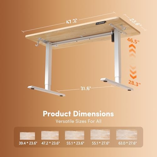 FEZIBO Standing Desk 48 × 24 Inch Electric Height Adjustable, Maple - Image 3