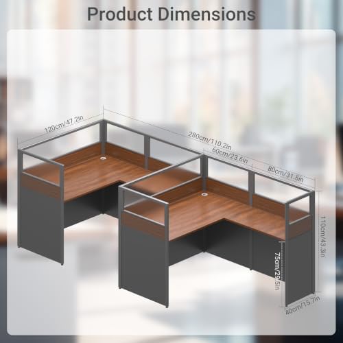 Office CubicleDesk with Mute Privacy Panels (B2 Person-S, Dark Walnut) - Image 2