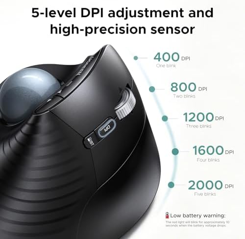 UGREEN M785DR Wireless Trackball Mouse, Bluetooth & 2.4G, Thumb Control - Image 7