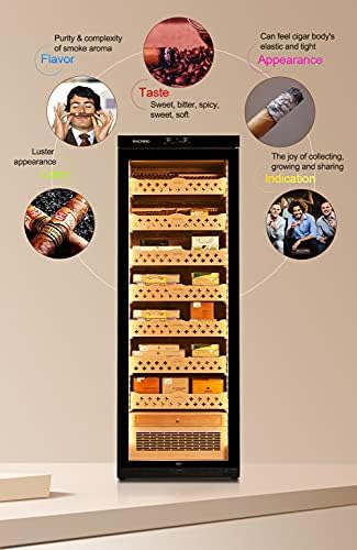 Cigar Climate Control Cabinet, Raching MON3800 Cigar Humidor Cabinet with Ammonia Removal, 370L Wood Frame Cabinet for Cigar Storing&Aging - Black - Image 7