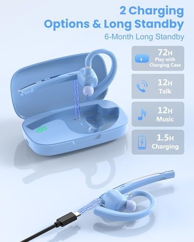 Bluetooth Headset,72H Work Single-Ear Wireless Earpiece for Cell Phone Call - Image 4