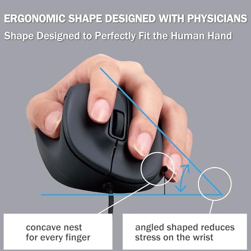 ELECOM Left Hand Wired USB Ergonomic Shape Mouse, Silent Click, 2000DPI, 5 Buttons, Optical Sensor, Compatible with PC, Mac, Laptop, EX-G, Lsize Black (M-XGL31UBSKBK) - Image 3