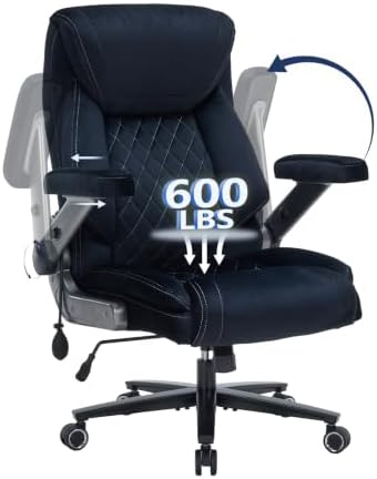 600lbs Big and Tall Office Chair with Lumbar Support 5 Way Adjustable Armrest Heavy Duty Ergonomic Office Chair Executive OfficeChair Extra Wide and Oversized (Black Short Plush) by BUYNOW