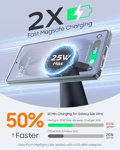 Meifigno 25W Max Magnetic Charger for Samsung S26Ultra/Galaxy Watch9/Ultra2 - Image 4