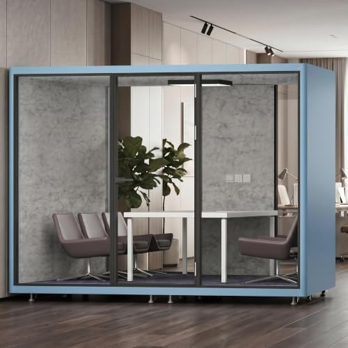 Soundproof Office Pod with 6 Person Enclosed Structure (Blue) by Unknown