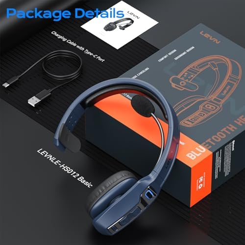 LEVN Bluetooth Headset with Microphone, Trucker Bluetooth Headset with AI Noise Cancelling & Mute Button, Wireless On-Ear Headphones 60 Hrs Working Time, for Trucker Home Office Remote Work Zoom - Image 7
