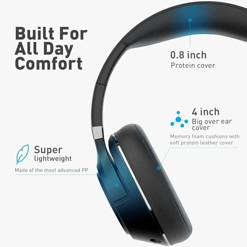 H300 Wireless Headphones with Microphone,Over Ear Bluetooth Headsets, Black - Image 3