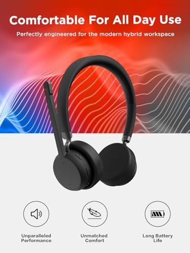 Lenovo Wireless Stereo Headset, Noise Cancelling Mic, Bluetooth 5.3 Multipoint, 31-Hour Talk & 60-Hour Playback, Lightweight 138g, Replaceable Earcups Over-Ear Comfort, Gaming, Office, & PC Use - Image 5