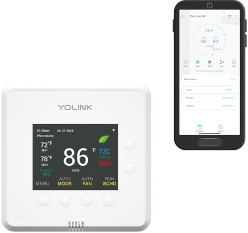 YoLink Thermostat 2, Smart Heat Pump Thermostat, YS4004 by YoLink
