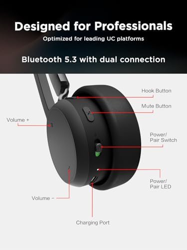 Lenovo Wireless Stereo Headset, Noise Cancelling Mic, Bluetooth 5.3 Multipoint, 31-Hour Talk & 60-Hour Playback, Lightweight 138g, Replaceable Earcups Over-Ear Comfort, Gaming, Office, & PC Use - Image 7