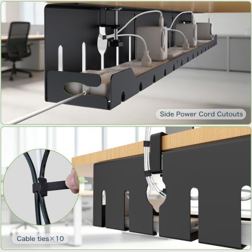 KEEGH Under Desk Cable Management Tray 48 in, Large Cord Hider, Black - Image 6
