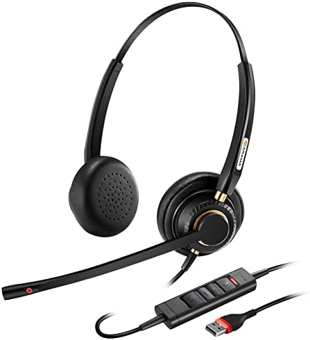 Arama USB Headset with Microphone for PC, Computer Laptop Headphones with Noise Cancelling Mic & Audio Controls for Home Office Business Skype UC Webinar Zoom by Arama
