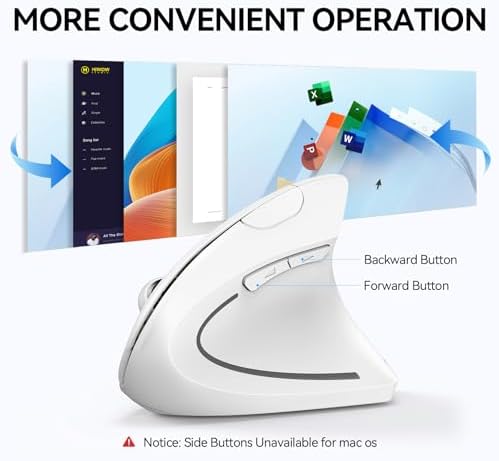TECKNET Ergonomic Mouse, 4800 DPI Wireless Bluetooth Vertical, 3-Device - Image 7