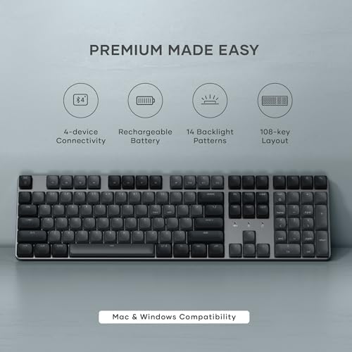 Satechi SM3 Mechanical Keyboard, White LED Backlit, Dark Gray/Gray - Image 2