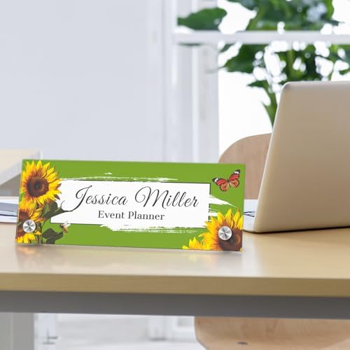 Personalized Acrylic Office Desk Name Plate with Standoff Barrels - Image 3