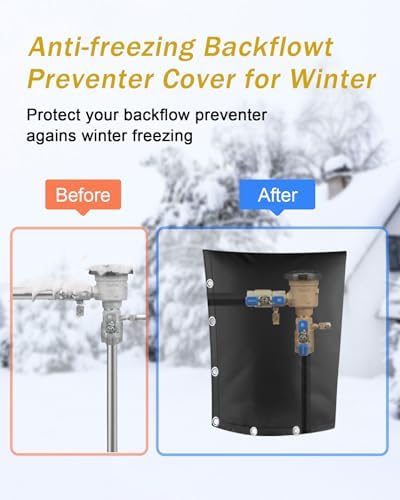 Backflow Preventer Pipe Insulation Cover (5°F), POROLIR 24"X13" Thicker Pressure Vacuum Breaker Cover, Water Well Pump Sprinkler Valve Cover for Winter Freeze Protection, Black - Image 3