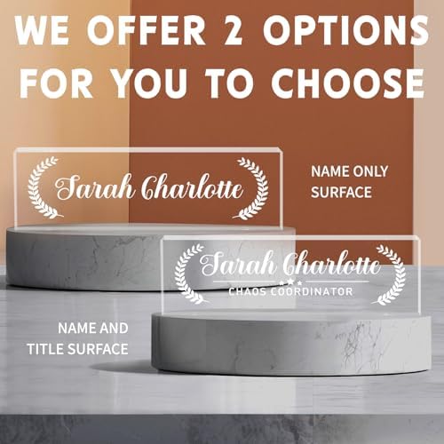 Custom Name Plate for Desk, Personalized Desk Name Plate on Clear Acrylic Glass, Appreciation Gifts for Teacher Employee Boss Coworkers Nurse, Office Desk Accessories for Women Men (Engraved Honor) - Image 6