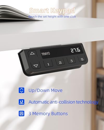 YIHAYO Electric Standing Desk, 63 x 24 Inches Stand Up Desk with Splice Board, Adjustable Height Desk, Computer Desk for Home Office, White Frame/White Top - Image 6
