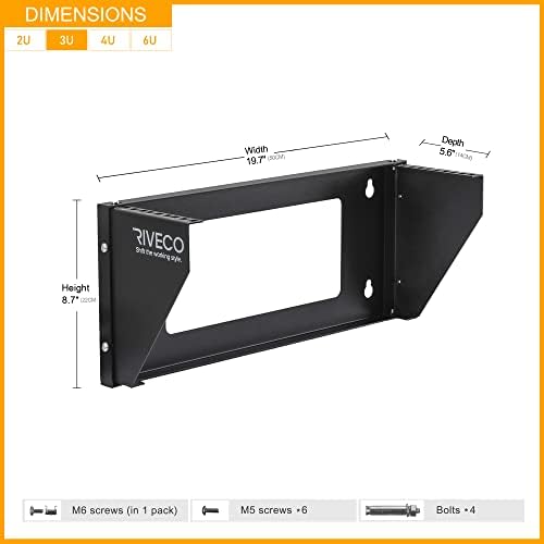 RIVECO 3U Wall Mount Rack for Network| Reinforced Heavy Load 66-99 LBS Small Server Racks Vertical & Horizontal Mounting for 19 inches IT & Studio Equipment. - Image 4