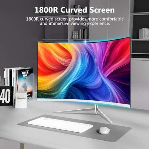 Z-Edge 27 inch Curved Computer Monitor, FHD 100Hz White PC Monitor, HDMI - Image 2