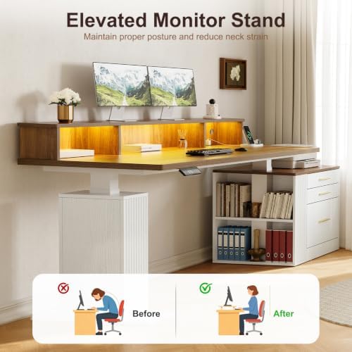 Electric Standing Desk with Drawers - 70" Adjustable Computer Desk - Image 5