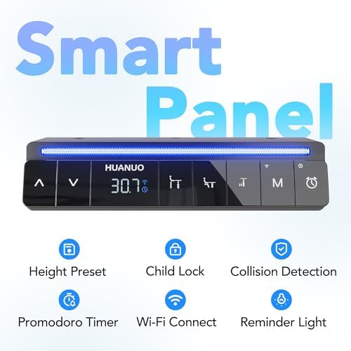 HUANUO AI-Powered Smart Electric Standing Desk, 32 Inch, Black - Image 6