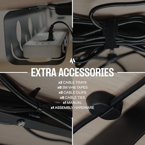 COREMINDED No-Drill Under Desk Cable Management Tray, 2-Pack, Large - Image 6