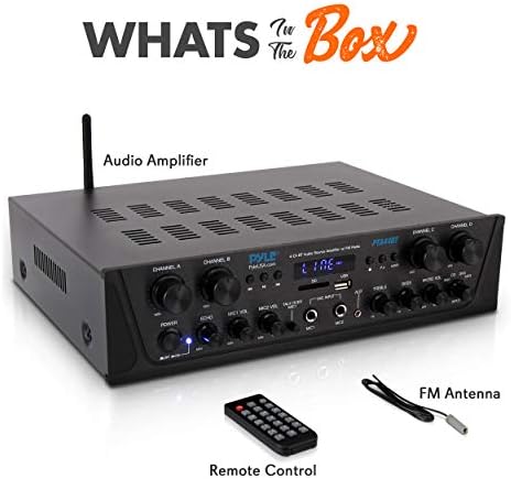 Pyle 500W Karaoke Amplifier with Bluetooth - 4 Channel Stereo Output, Front Panel Aux In, MIC1 / MIC2, Mic Vol with Echo / Talk Over, USB-A, SD/MMC, Sub Out, Rec Out - Home / Commercial -PTA44BT.5 - Image 7