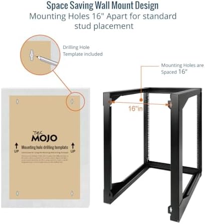 Tecmojo 15U Wall Mount Server Rack, Open Frame Network Rack for 19" Computer/AV/Data/IT/Media Equipment, 24" Depth, 16" Apart Mounting Holes, Swing Gate, Square and Tapped Holes - Image 4
