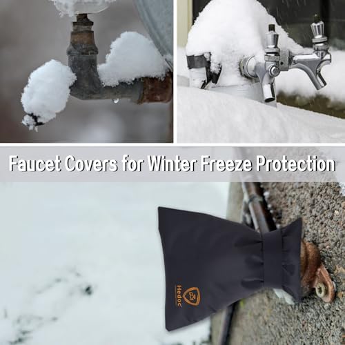 Hedoc Pro Outdoor Faucet Covers for Winter Freeze Protection, 2 Pack 6'' W x 8.2'' H Winter Faucet Insulation Cover Socks, Hose Bib Covers for Winter (Faucet Cover 2 Pack) - Image 6