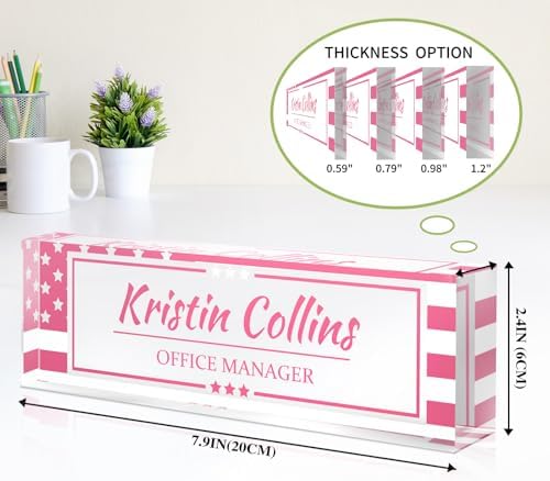 Custom Name Plate for Desk, Personalized Desk Name Plate on Clear Acrylic Glass, Appreciation Gifts for Teacher Employee Boss Coworkers Nurse, Office Desk Accessories for Women Men (Dusty Pink) - Image 6