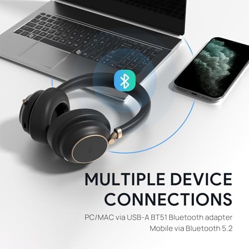 Yealink BH76 Plus UC Wireless Headset for Work, Bluetooth Headsets with Microphone Active Noise Cancelling, Retractable Mic Arm, ANC Business Headsets for Teams Zoom Meeting Call, Switchable Earpads - Image 3