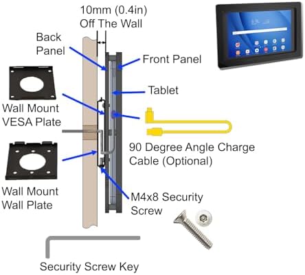 Anti-Theft Acrylic VESA Enclosure for Galaxy TAB A 8.4" 2020 Tablet with Free Wall Mount Kit & 90-Degree Angle USB C Cable (TAB A 8.4 2020 SM-T307, Clear) - Image 4