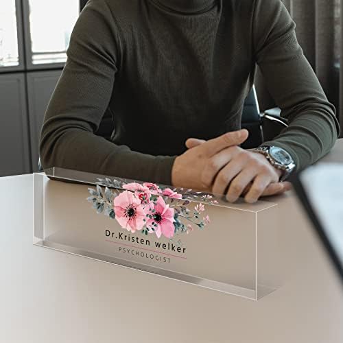 Desk Name Plate Personalized, Custom Name Plates for Desks, Personalized Acrylic Name Plate for Desk, Office Gifts for Coworkers, Boss, Teacher/Employee Appreciation Gifts (Wild Flowers) - Image 3