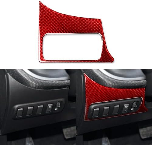 Real Soft Red Carbon Fiber Car Driver Position Headlight Headlamp Switch Control Panel Sticker Auto Interior Decoration Accessories Compatible with Benz Smart 2016 2017 2018 2019 2020 2021 by PJFUS