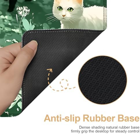 Large Mouse Pad, Cute Cat Gaming Mouse Pad Desk Mat, Non-Slip Base Extended Keyboard Mat, Thick 3mm Smooth Surface Mousepad for Office & Home, 35.5 x 15.8 Inch - Image 2