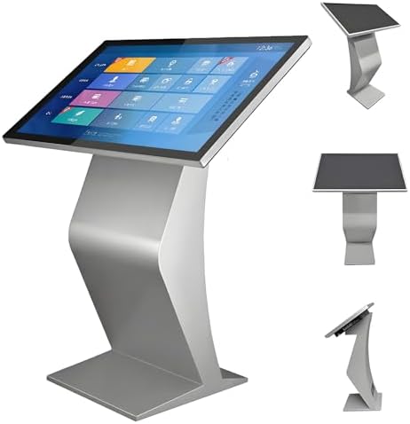 Self Service Kiosk, 21.5" /32" Interactive Kiosk 1080P HD IPS Touch Screen Display, Weatherproof Floor Standing Digital Signage for Outdoor/Indoor Silver-32 by Unknown