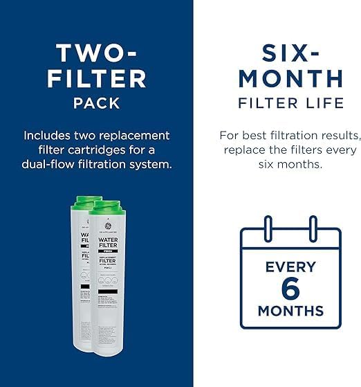 GE Under Sink Water Filter Replacement, Dual Flow, Reduces Sediment, Rust & Other Impurities from Water, Fits GXK255TBN Under Sink Filtration System, Replace Every 6 Months, FQK2J, 2 Filters - Image 3