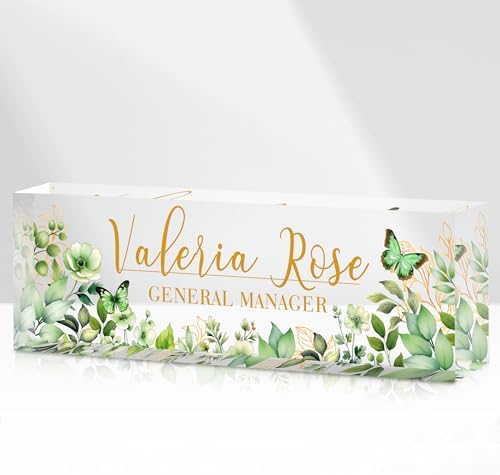 Custom Name Plate for Desk, Acrylic Desk Name Plate Personalized, Employee Appreciation Gifts, Office Desk Accessories for Woman Teacher Nurse, Coworker Gifts for Manager Assistant by DOCRAGI