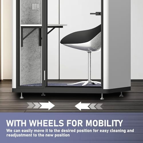Office Sound Booth with Audio Privacy - Modern Soundproof Booth Includes Silver Aluminum Alloy Frame,Simple Soundproof Room with Light, Socket,Table for Study,Office (55.11IN) - Image 7