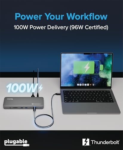 Plugable Thunderbolt 4 Dock for M4/M5 MacBook Air & Pro, 100W Charging - Image 5