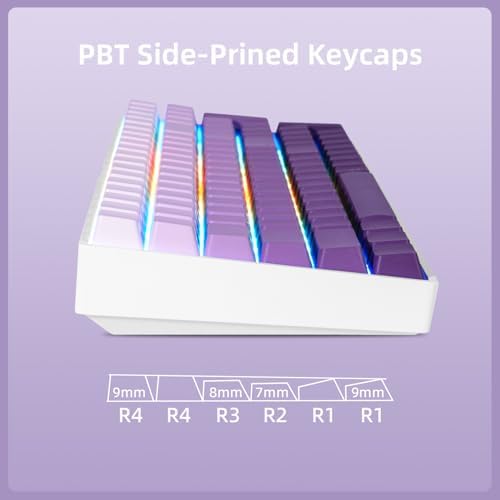 ZORNHER ZH100 Wireless Mechanical Keyboard,98% Purple Creamy Keyboard with Number Pad,Full Size Gaming Keyboard,Lighted Up PBT Dipped Keycaps,KKT Red Switches - Image 5