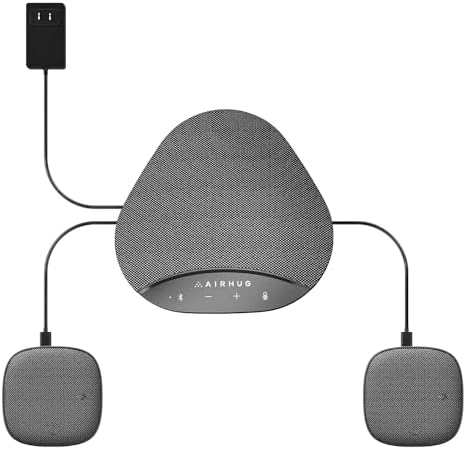 AIRHUG Bluetooth Speakerphone for 8 People, 2 Expansion Microphones by AIRHUG