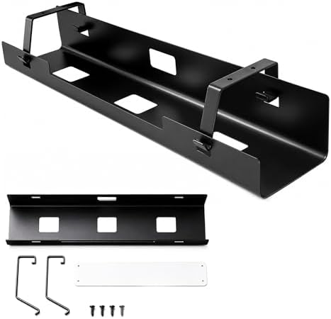 DeskNest Under Desk Cable Management Tray 23.6" – Steel Wire Cable Holder Organizer for Work from Home, Office & Gaming Setup by Unknown