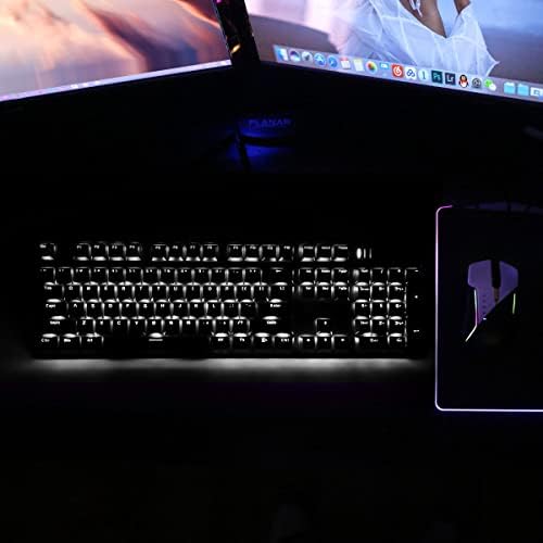 Hot Swappable Mechanical Gaming Keyboard - White Backlit with Blue Switches and 104 Keys Layout - Wired Gaming Keyboard - Image 4