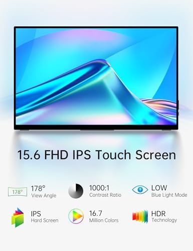 CAPERAVE 15.6'' FHD Portable Monitor Touchscreen for Laptop Computer Mac - Image 2