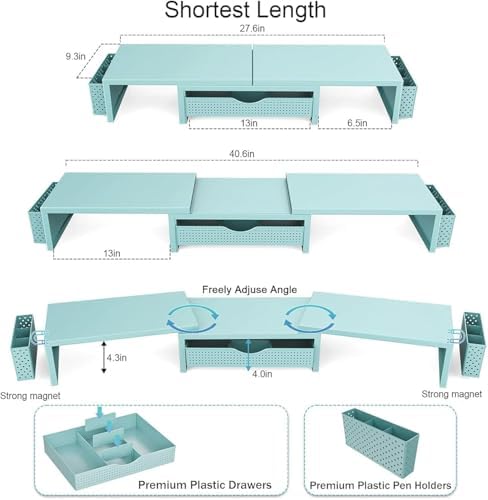 gianotter Dual Monitor Stand Riser With Drawer and 2 Pen Holders - Image 4