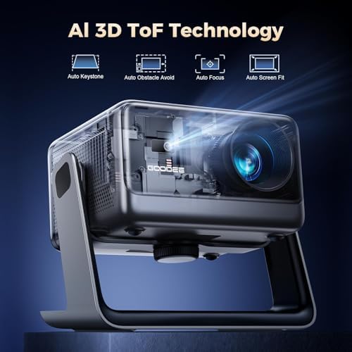 GooDee Video Projector With Wifi And Bluetooth, Smart Portable Projector Movie System Compatible with Netflix/Dolby Audio/Auto Focus & Keystone, 4k Video Decode & 1080p Native For Home Theater/Outdoor - Image 4